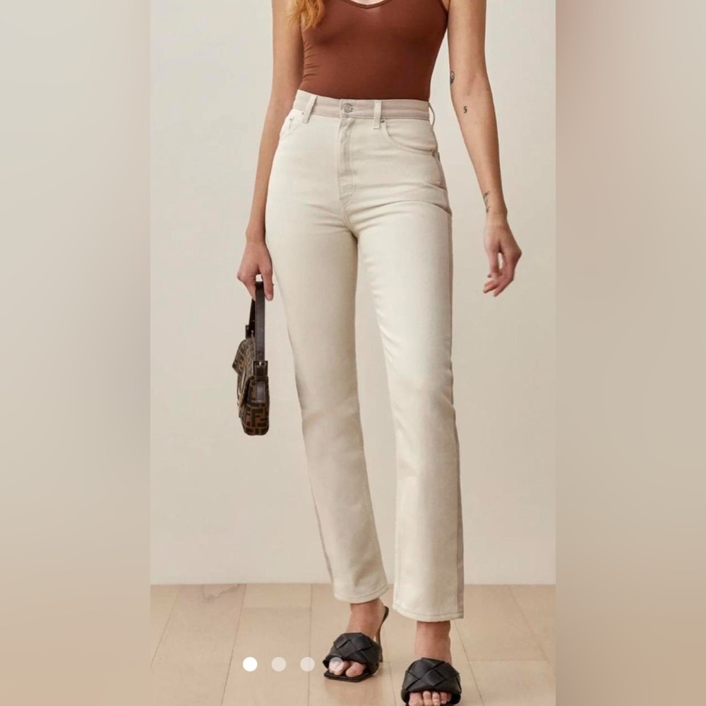 NWT Reformation Women's White and Cream Jeans Sz 23